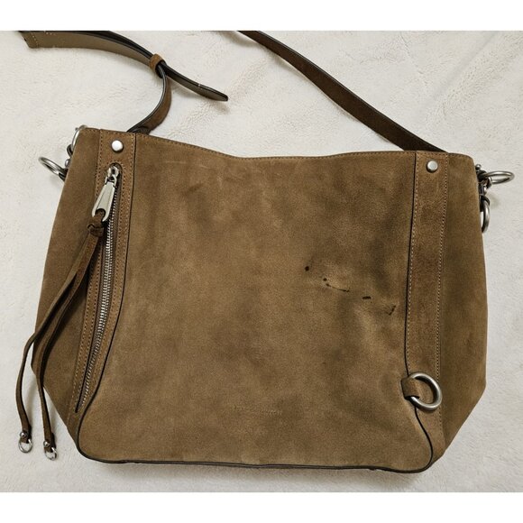 Rebecca Minkoff Suede Hobo Bag, Brown Pre-owned Authentic 100% Leather - Picture 2 of 16